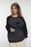Cat Boucle Embroidered Raglan Sweatshirt