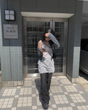 Longdi Bootcut Black Blue Washing Denim Pants