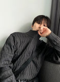 Cable long sleeve knit half zip up ver