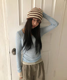 Behile Stripe Shirring Beanie