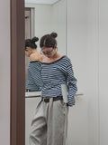 Kelly Unbalance Off Stripe Long Sleeve