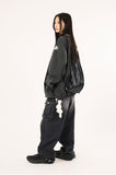 Multi cargo hem snap button heavy denim pants