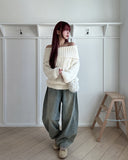 Hayni Bold Cable Off-Shoulder Knit