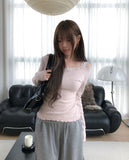 Heroni Ruffle Ribbed Long Sleeve