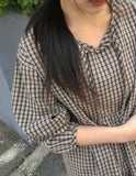 [BAONHAUS] Lumie Check Ribbon Blouse
