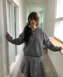 Seoan Stripe Two-Way Knit Hood Zip-Up