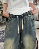 Lepin Washed Banding Denim Pants