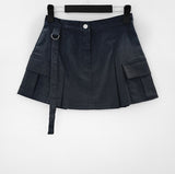 Slang denim pleats mini skirt