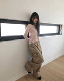 Cure Button Ribbed Round Cardigan