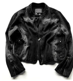 Black Denim V-shape Jacket + Washing Jacket