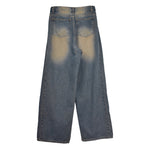 warning pintuck wide denim pants