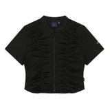 SHIRRING COTTON ZIP UP