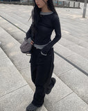 Kaya Black Pintuck Wide Pants