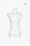 Slab draped shirring sleeveless top