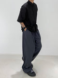 Pleated multi-tuck long wide slacks trouser