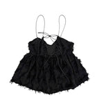 Black Swan Backless Fringe Bustier Top