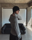 Mude Loose Fit Henley Neck Long Sleeve Hoodie