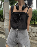 Suin Nylon Shirring Shoulder Bag