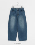 Fabens Washing Denim Balloon Wide Pants