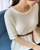 Lorella Hachi Flared Short Sleeve Knit