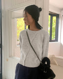 Dael diagonal button bokashi knit long sleeve cardigan