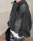 Corely Denim Two-Way Pocket Hood Over Jacket