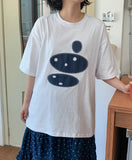 Imilve Dot Embroidery Over Short Sleeve Tee