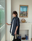[BAONHAUS] Kinkan Snap Button Pocket Denim Over Short Sleeve Shirt