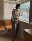 Mary three tuck wide slacks