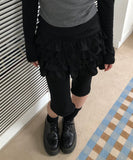 Muen Frill Suede Tiered Mini Skirt