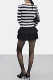 Hidden Stripe Unbalanced Neck T-shirt