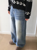 Jones Light Washing Denim Long Wide Pants
