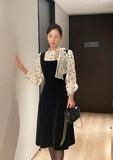 Poche Dot Velvet Tie Brushed Blouse