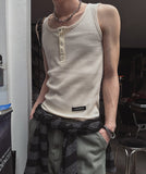 [LANARCH] Waffle Henley Neck Sleeveless