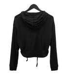 Betz See-Through Shirring Hooded Zip-Up