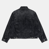 Crack washed over denim jacket