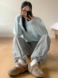Hoya Winter Fur Angora Velcro Flat Mary Jane Loafers