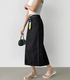 Summer Cooling Non-Fade Back Slit Loose H-Line Long Denim Skirt