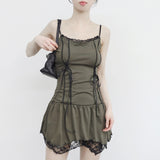 fuzzy corset lace one piece