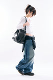 Applique lined denim pants
