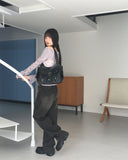 Kinbi Button Bokashi Crunchy Off-Shoulder Knit