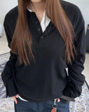 Karen Button Henley Neck Ribbed Knit