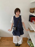 Huttle Check Tiered Layered Sleeveless One Piece