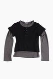 Layered ribbed half sleeve top