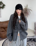Delrin Print Knit Hood Zip-Up