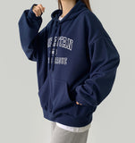 Manhattan Lettering Loose Fit Unisex Lightweight Hood T-Shirt