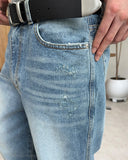 Record semi-flare denim pants