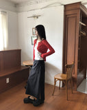 Caro Nylon Slit Layered Wrap Skirt