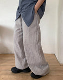 [unisex] Necket linen stripe banding pants