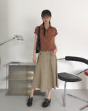 Seren Vintage Pintuck Slit Puff Sleeve Short-Sleeved Shirt